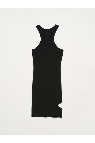 Dilvin 90135 Rochie scurtă de tricotaj cu nervuri cu decolteu roșu - neagră