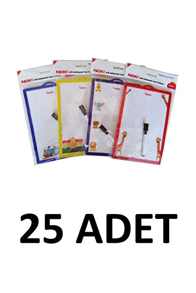 Noki 25 Adet Çift Taraflı 17x25 Cm Yazı Tahtası + Kalemi Karışık Renk