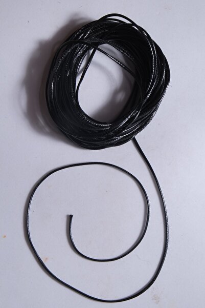 Eskişehir hobi sanat 10 Metre Siyah Renk 1.5 Mm Deri Görünümlü Kore Ipi Kolye Takı Tasarım Ipi Bileklik Ipi