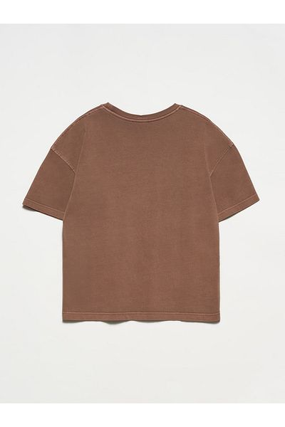 Dilvin 30150 Faded Effect T-shirt-καφέ