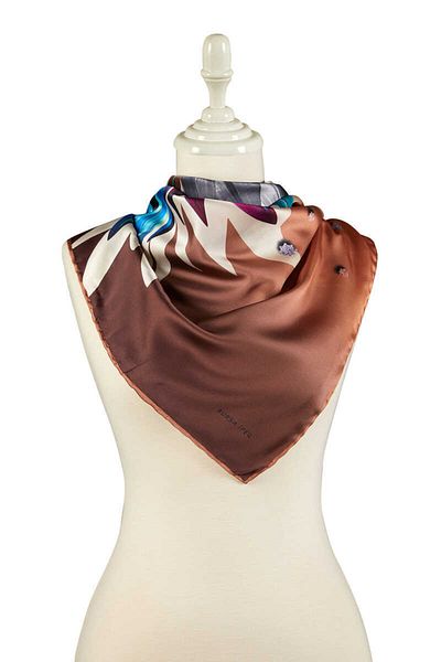 Bursa İpek Copper Diamond Pattern Silky Scarf
