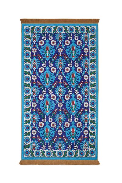 Bursa İpek Saks Velvet Carpet Prayer Rug