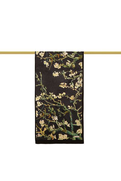 Bursa İpek Black Almond Flower Silk Scarf
