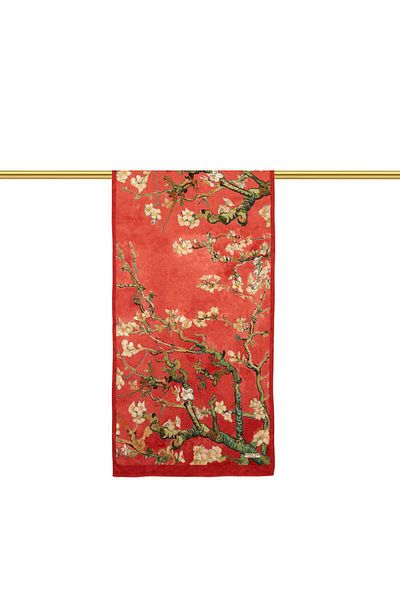 Bursa İpek Coral Almond Flower Silk Scarf