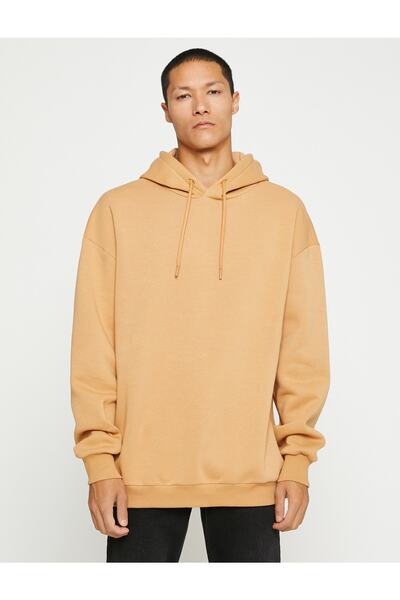 Koton Kapşonlu Oversize Sweatshirt Şardonlu Uzun Kollu