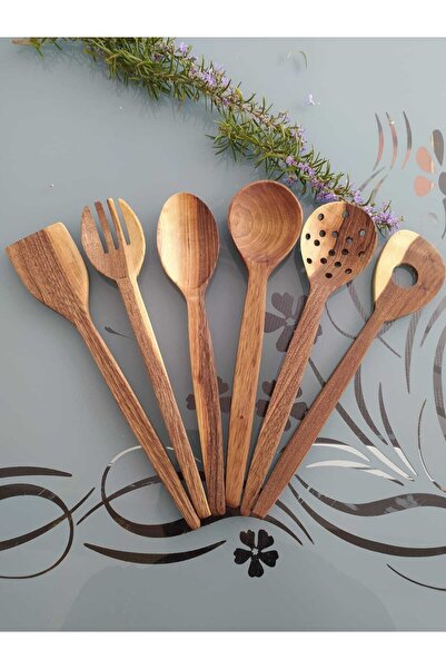 ncy Handmade Olive Patterned Boxwood Sturdiness Walnut Tree Spoon Spatula Set...