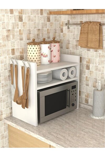 Genel Markalar Beyaz Dekoratif Çok Amaçlı Tezgah Üstü Mikrodalga Rafı Düzenle...