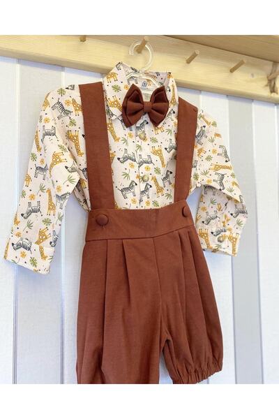 HOBİ Safari Konsept Salopet Gömlek Papyon Takım -özel Gün Kıyafeti Kostümleri
