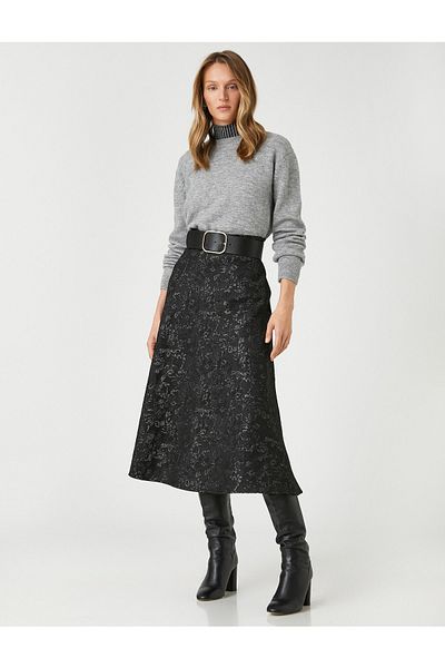 Koton Melis Ağazat X - Fustă evazată Jacquard Lungime midi