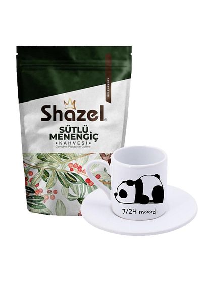 Shazel Menengic Coffee with Milk 200 Gr+ Panda Patterned Turkish Coffee Cup