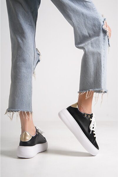 MASSOLE Μαύρα κορδόνια New Season Premium Sneakers Γυναικεία αθλητικά παπούτσ...