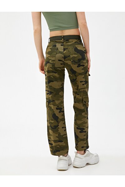 Koton Cargo Kalhoty maskáčové vzorované pásek s detailními kapsami