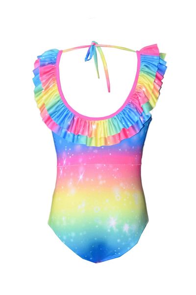 Rs Ramuni Costum de baie pentru fete Costum de baie colorat cu model unicorn imprimat digital pentru piscină