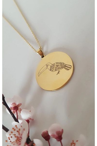 Anatolia Toucan Bird and Number Sequin Necklace