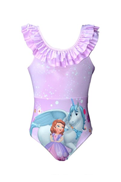 Rs Ramuni Kız Çocuk Mayo Disney Sofia Desenli Dijital Baskılı Deniz Havuz Mayosu