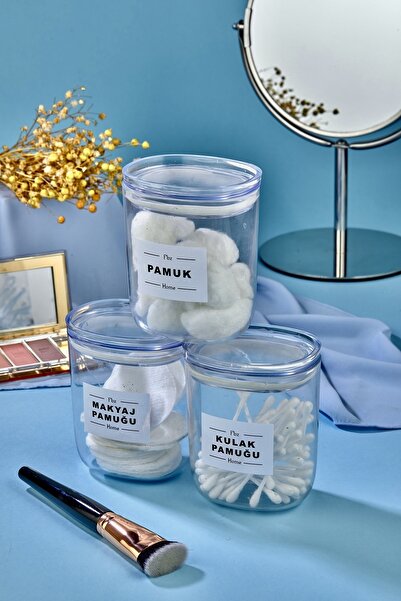 FBZhome 3'lü Dekoratif Kulak Pamuğu & Pamuk & Makyaj Pamuğu Saklama Kutusu