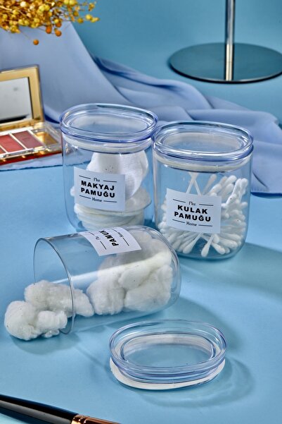 FBZhome 3'lü Dekoratif Kulak Pamuğu & Pamuk & Makyaj Pamuğu Saklama Kutusu