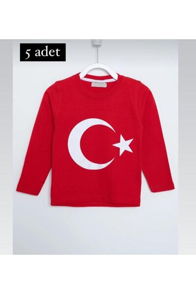 FATELLA Unisex Signed Ataturk Printed 5-Piece Long Sleeve T-shirt 23 April 29...