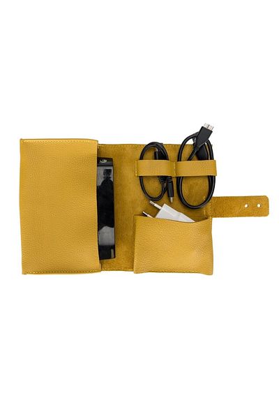 PLM Leather Cable Accessory Carrying Bag Fl12 Yellow