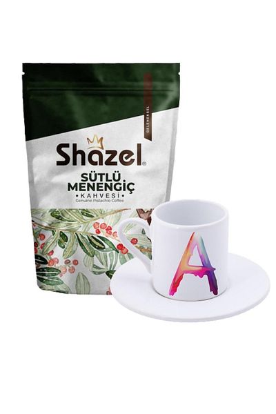 Shazel Menengic Coffee with Milk 200 Gr+ Rainbow Colored Letter A Turkish Coffee Cup
