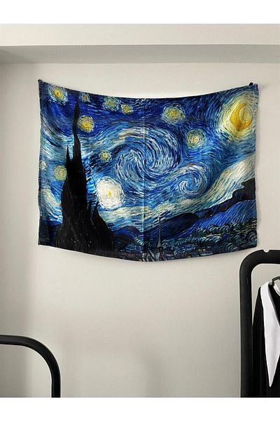 Planet Butik Starry Night - Vincent Van Gogh Wall Cloth - Wall Tapestry I 70 X 100 Cm