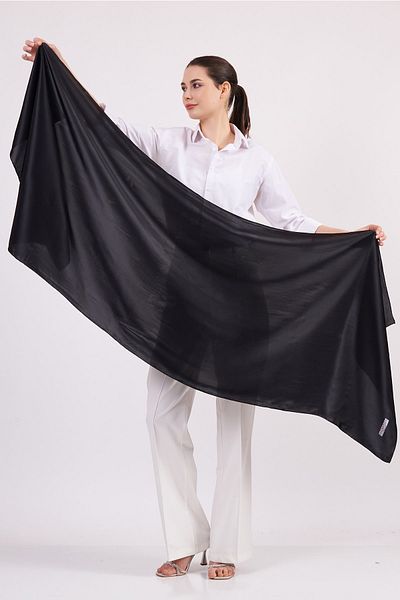 Nomads Felt Pure Silk Scarf| 70x200 cm| Black