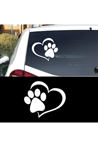 Melek Pazarı 20 X 18 Cm Heart And Paw Car Sticker