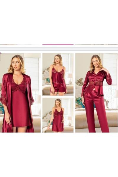 Carmella Σετ 6 Γυναικείες Σατέν Φόρεμα Νυχτικό Πυζά Προίκα