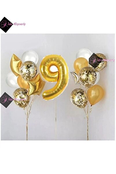 Bkmc 9-godišnji balon od zlatne folije, set providnih balona, set za rođendan...