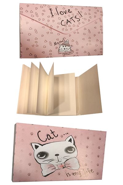 FLY COLOR Cat Patterned Envelope Covered Cheatable Note Papers Note Holder