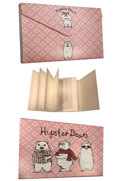 FLY COLOR Cute Bear Patterned Envelope Covered Cheatable Note Papers Note Holder