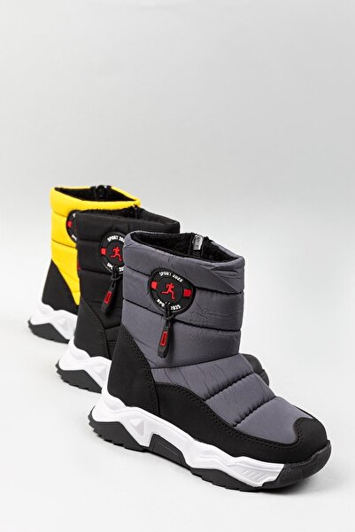 Kidata design Gri Su Geçirmez Içi Kürklü Polarlı Çocuk Karbotu(BOTUN ÜSTÜNDEKİ ARMA İÇİN ACIKLAMAYI OKUYUNUZ)