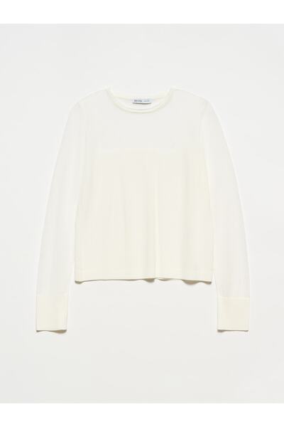 Dilvin 10343 Crew Neck Transparent Sweater-ecru