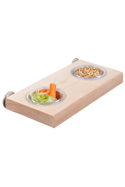 X-Perk Wooden Perch Natural Wooden Bird Perch with Feeder