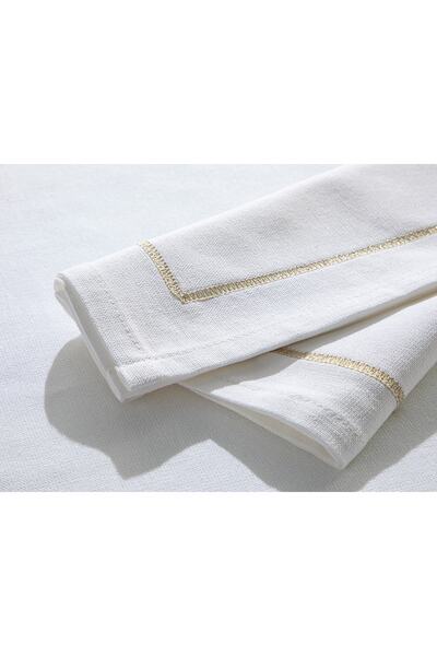 English Home Torino Cotton 2-Piece White-Gold Guest Napkin - 45x45 Cm