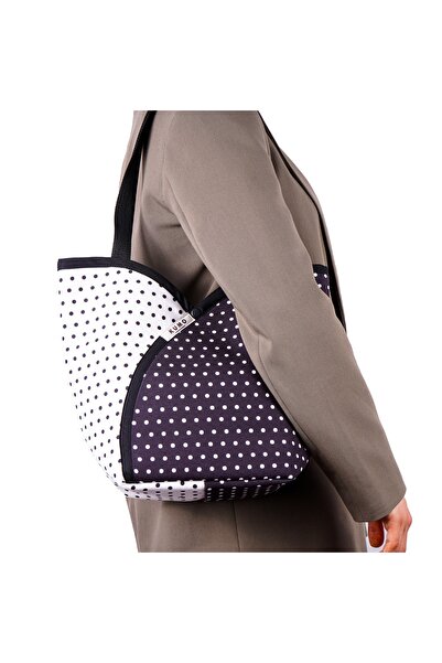 Kumo Concept Siyah Beyaz Puantiye Tote Bag