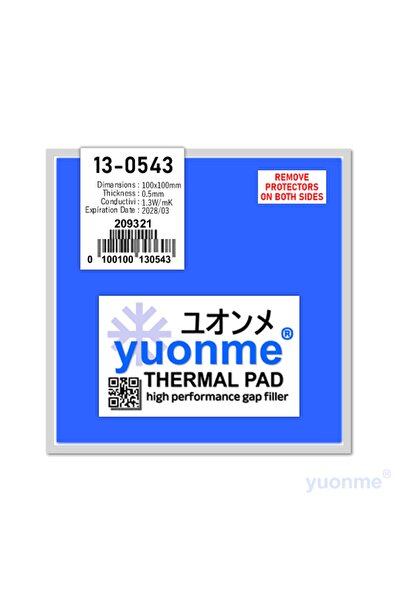 yuonme Termal Ped / Thermal Pad 0.5mm 1.3w/mk 100x100mm 13-0543
