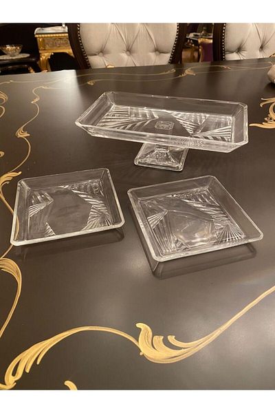 Paşabahçe Madlen Crystallin Serving Plates 3 Piece Set