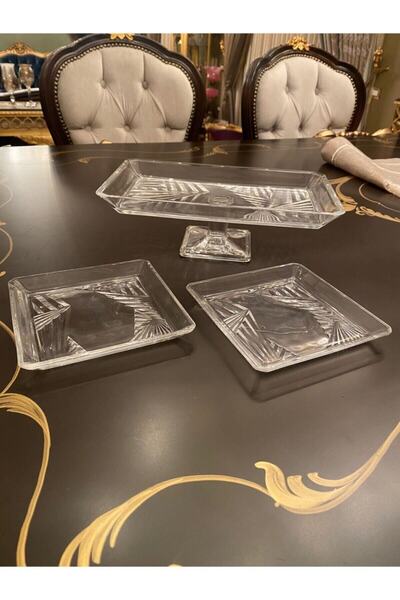 Paşabahçe Madlen Crystallin Serving Plates 3 Piece Set