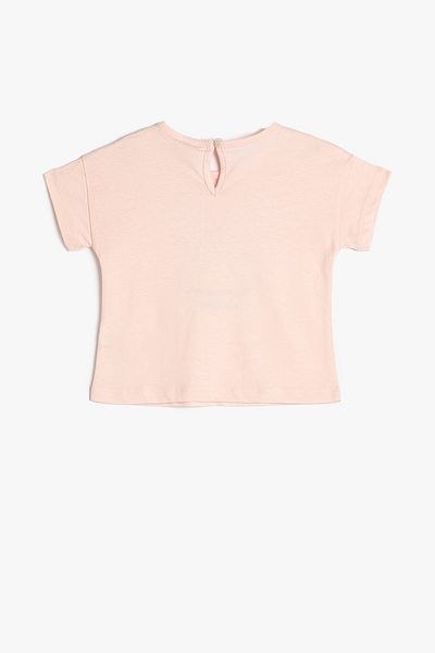Koton Baby Girl Butterfly Sequin Embroidered Short Sleeve Crew Neck T-Shirt 3smg10043ak