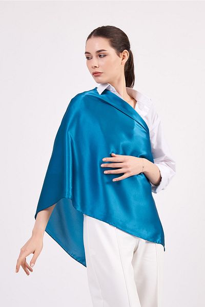 Nomads Felt Pure Silk Scarf| 70x200 cm| Petrol Blue