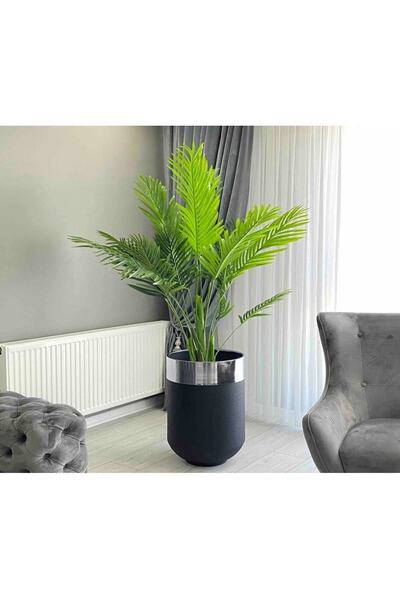 evdeniste Dekoratif Büyük Gümüş Saksı, Darbuka Saksı 50 Cm