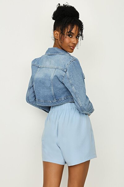 Select Moda Γυναικείο μίνι σορτς με μπλε ζώνη μέσης