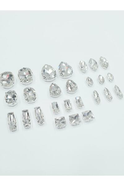 CRYSTALSHOP Kasalı Kristal Taş - Karışık Şekilli (33 ADET)