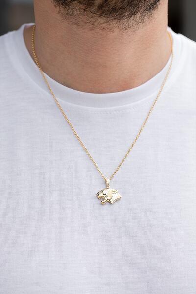 Uşaklıhafız 1945 14 Ayar Altın Kaplan Figürlü Kolye