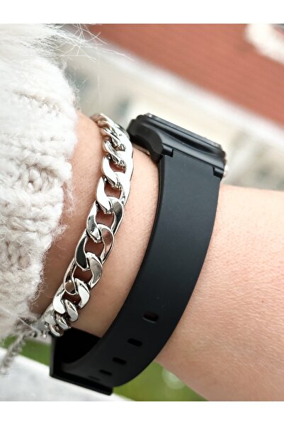 Q&Q Brand Black Silicone Band Small Case Numeral Wristwatch + Bracelet