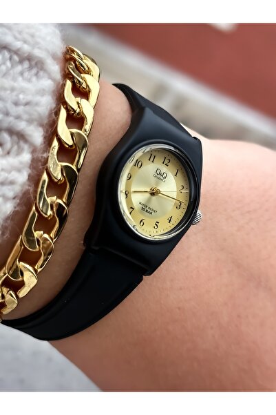 Q&Q Brand Black Silicone Band Small Case Numeral Wristwatch + Bracelet