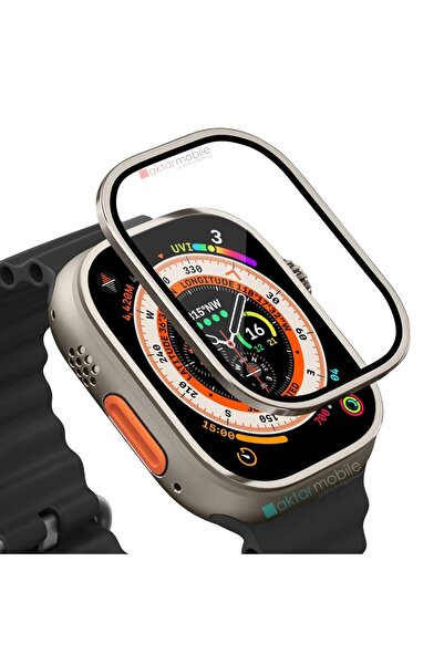 AktarMobile Watch Ultra 49 Mm Uyumlu Metal Çerçeveli Ekran Koruyucu Temperli ...