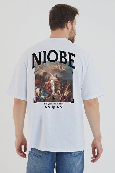 DEEPSENCE Ανδρικό Oversize Λευκό T-shirt Niobe Back Printed