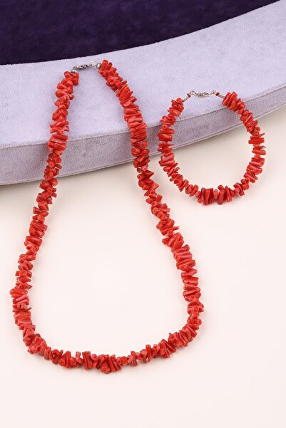 bedahşan Mercan Doğal Taş Kolye – Bileklik & Kolye Set